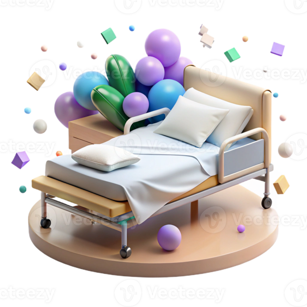 stunning traditional Hospital Bed Illustration White Sheets Isolated professional png