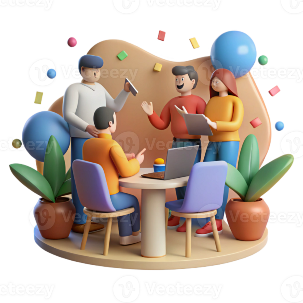 dramatic traditional Realistic View Teamwork Meeting Cutout with Transparent Background high resolution png
