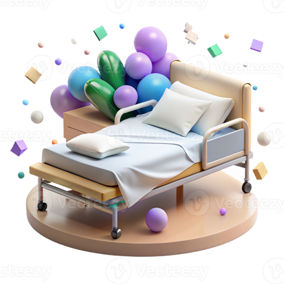 stunning abstract Hospital Bed Illustration White Sheets Isolated premium png