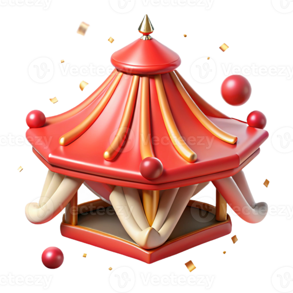 elegant artistic Pagoda Roof Isolated Element with Red Accents premium png