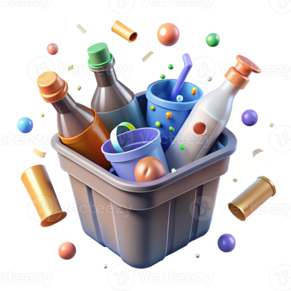 wonderful traditional Plastic Bottles in Recycling Bin Top Down View Cutout genuine png