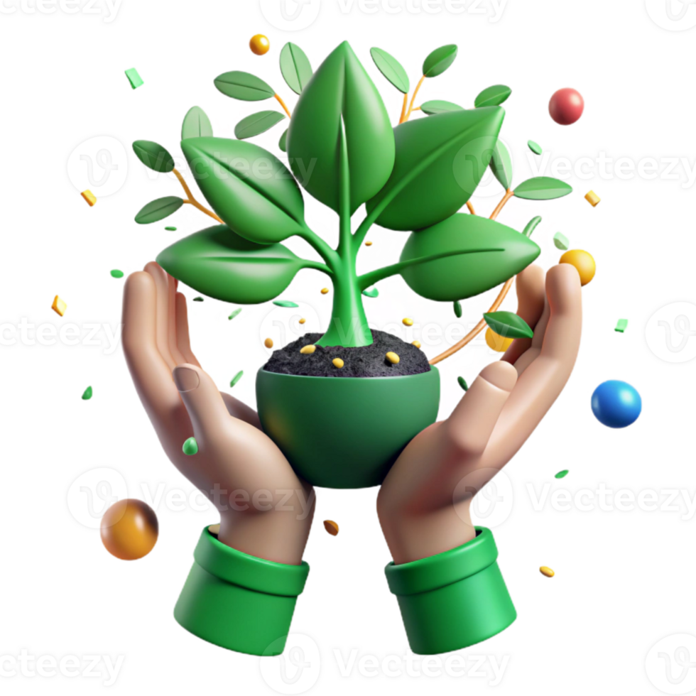 dramatic creative Hands Holding Sapling Green Leaves Transparent Background professional png