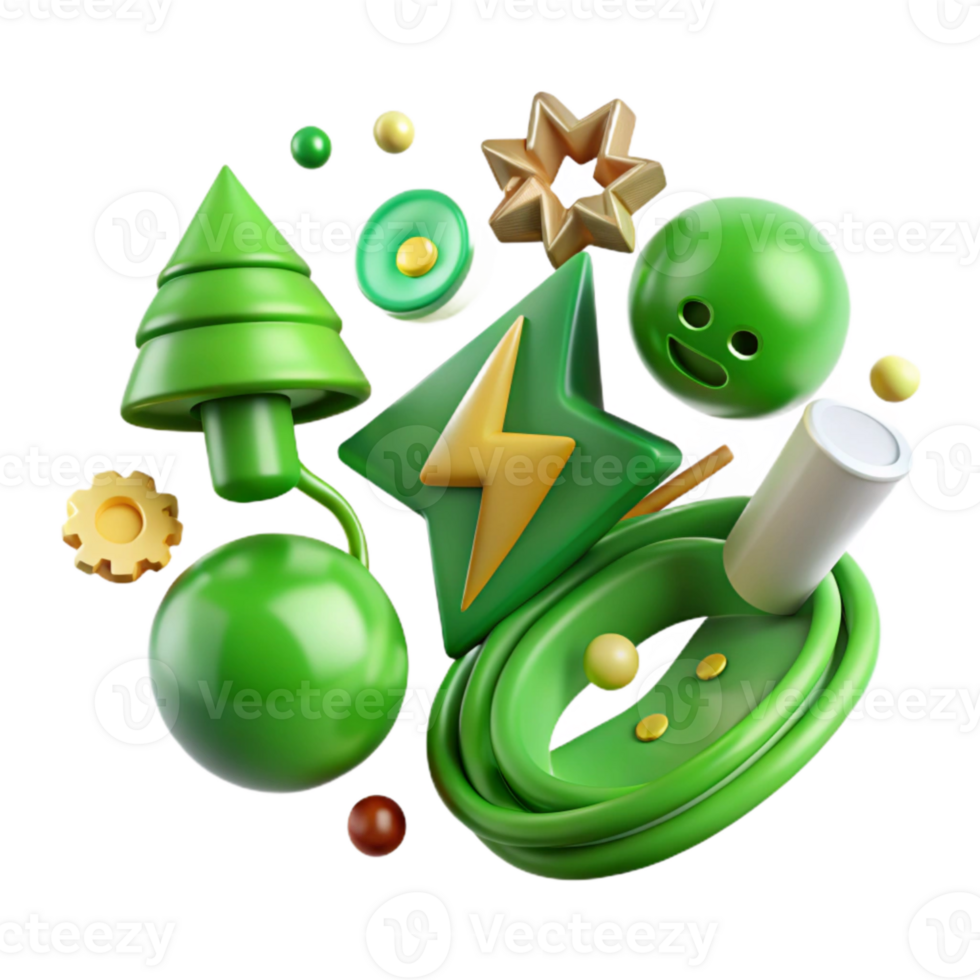 impressive artistic Green Energy Symbols Set Transparent Element original png