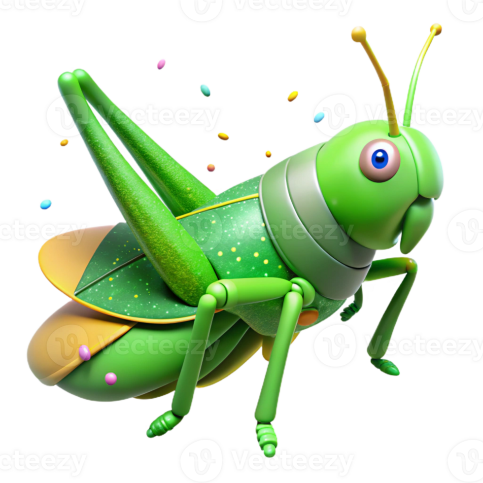 vibrant artistic Grasshopper Green Body Side View Isolated premium png