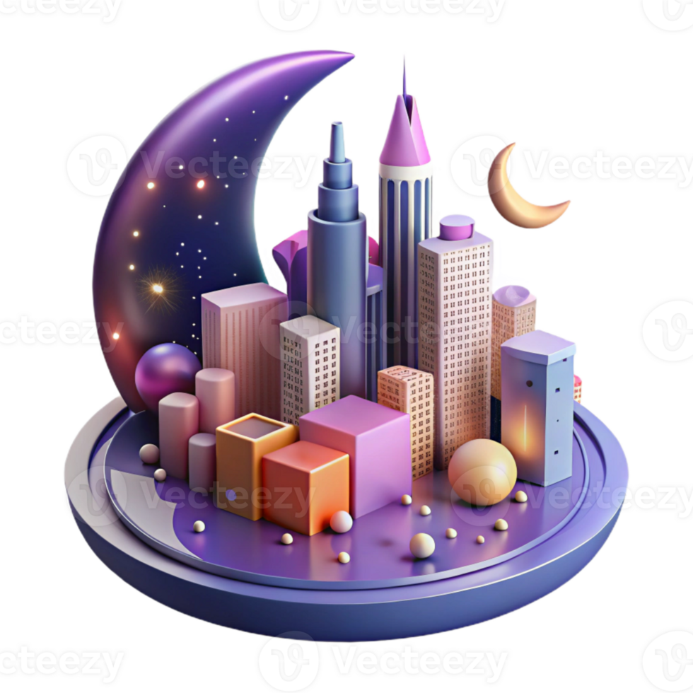 impressive abstract Nighttime City Skyline with Colorful Lights Isolated Element high resolution png