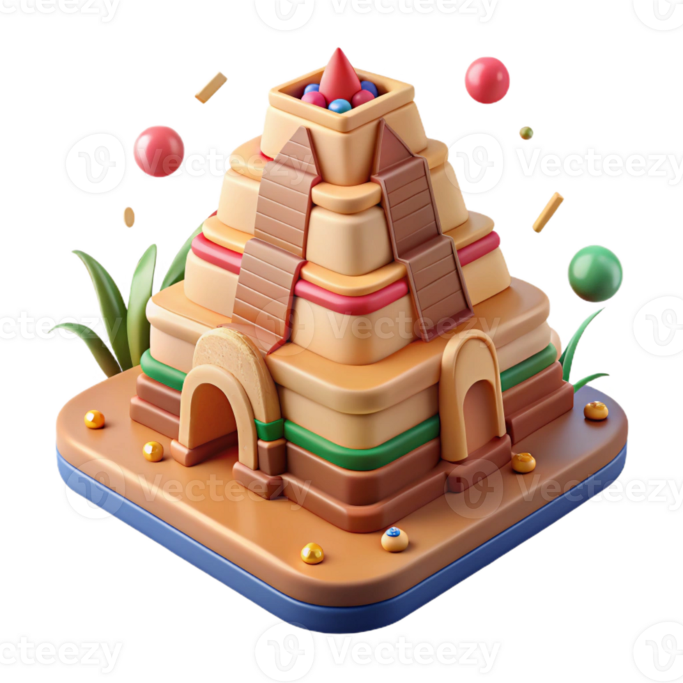 magnificent modern Mesopotamian Ziggurat Model Clay Color Cutout authentic png