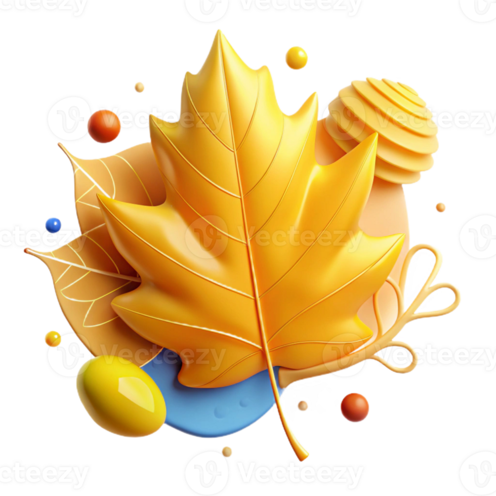 dramatic classic Golden Yellow Autumn Leaf Cutout high resolution png