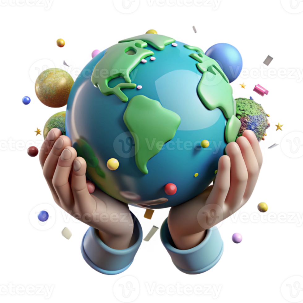 elegant creative Hands Holding Earth Gentle Lighting Transparent Background premium png