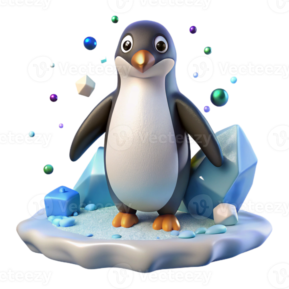extraordinary modern Penguin Standing on Ice Floe Transparent Background Cutout premium png