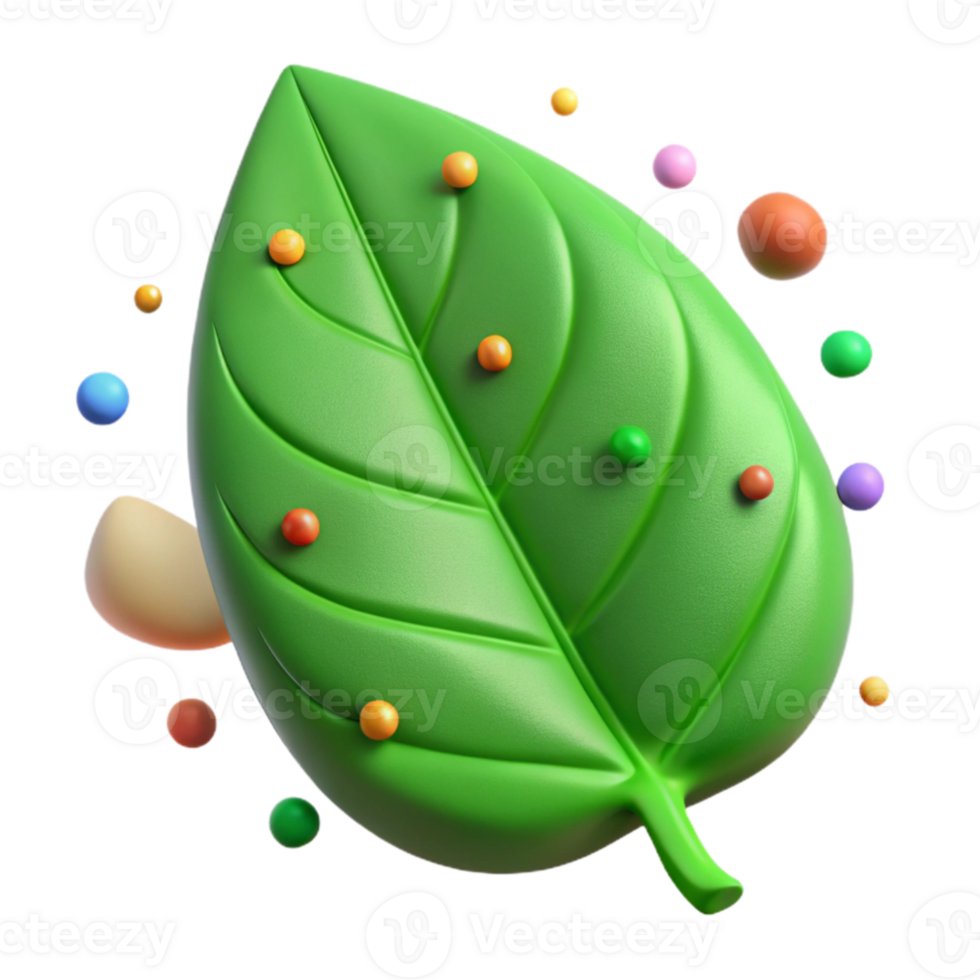 dramatic classic Green Leaf Eco Symbol Cutout with Bright Green authentic png