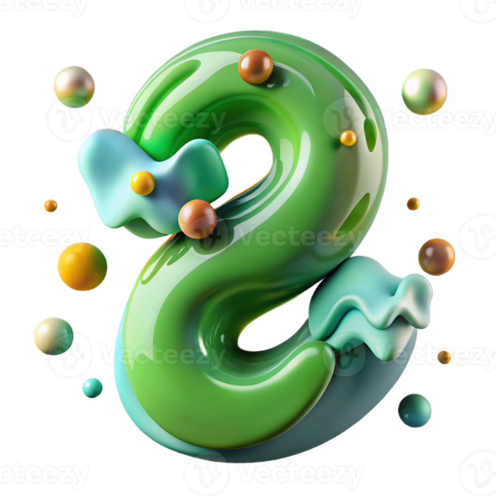 serene artistic Jelly Effect Number 2 Cutout Green detailed png
