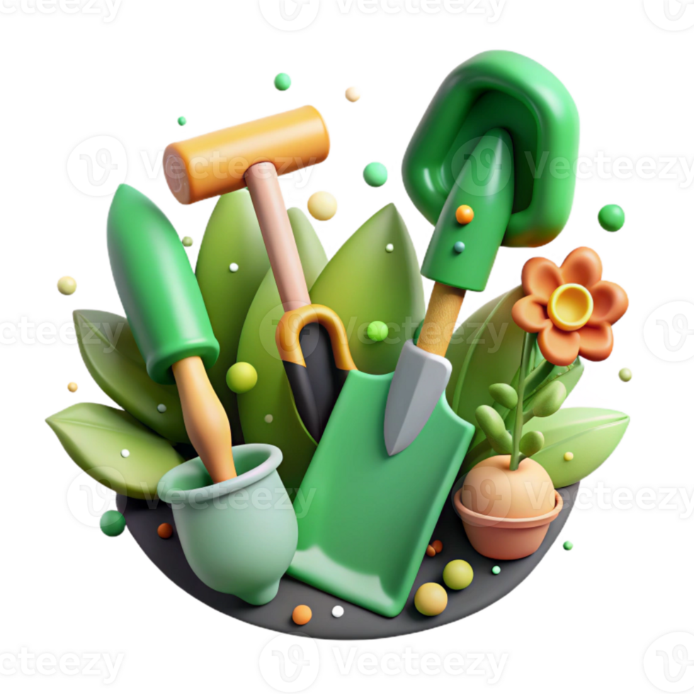 wonderful modern Green Thumb Gardening Tools Cutout authentic png