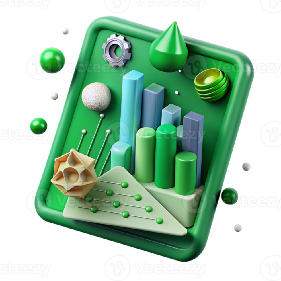 beautiful abstract Green Technology Investment Chart Transparent Background with Financial Data professional png
