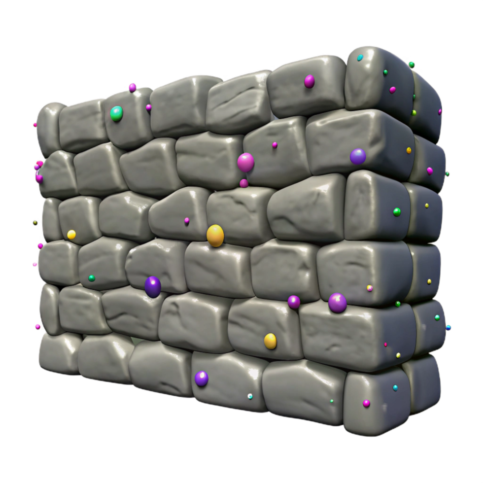 vibrant contemporary Gray Stone Wall Isolated with Rough Texture premium png
