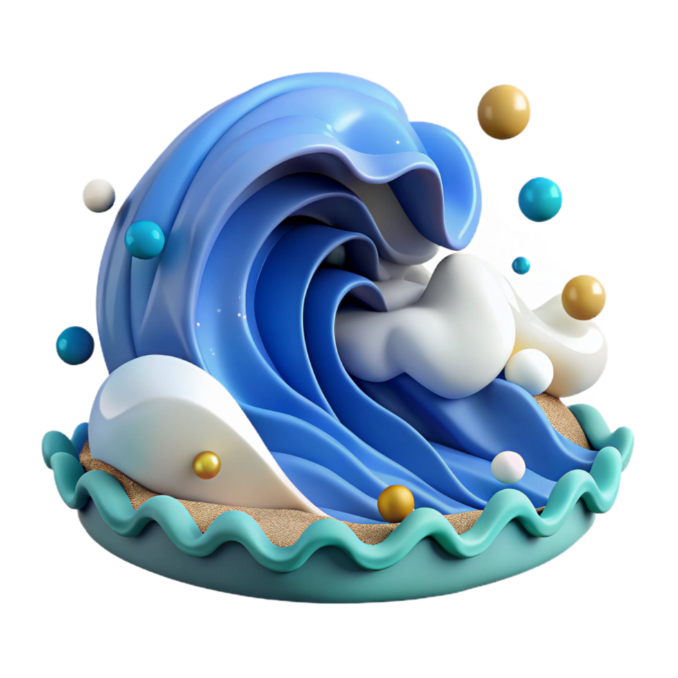 vibrant modern Ocean Waves Coastal Conservation Cutout premium png