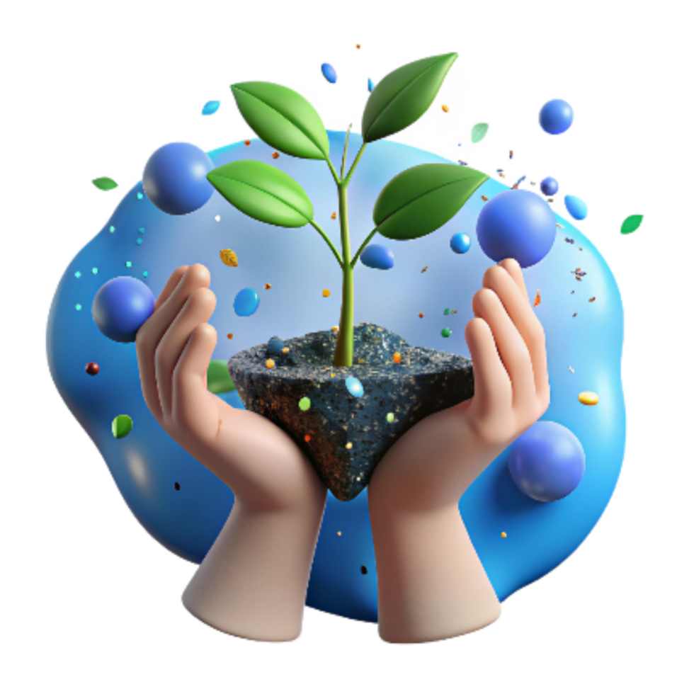 beautiful minimalist Hands Holding Sapling Against Blue Sky Cutout detailed png