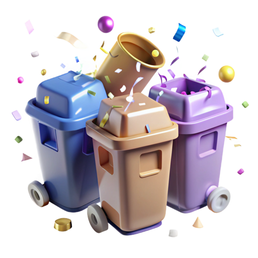 extraordinary abstract Recycling Bins with Different Materials Cutout detailed png