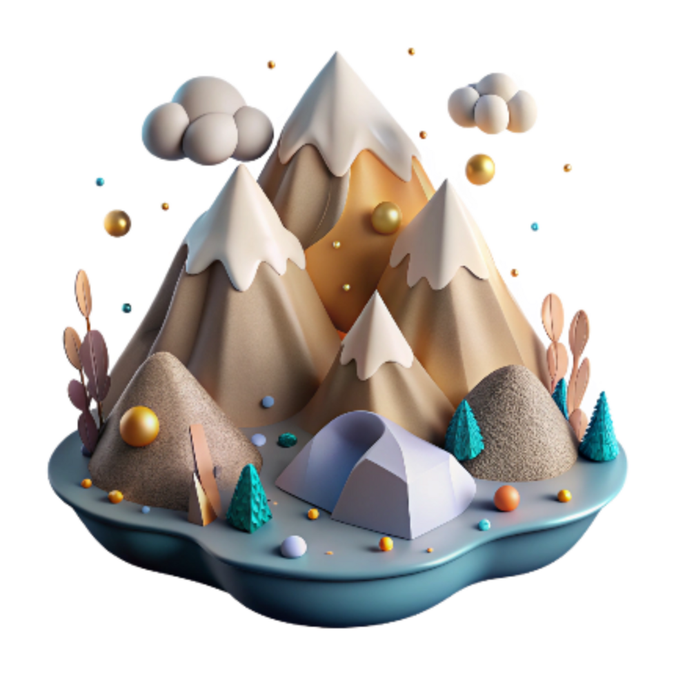serene creative Mountain Ecosystem Cutout with Snow Capped Peaks genuine png