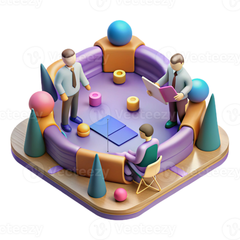 extraordinary rustic Isometric View Teamwork Meeting Cutout Isolated detailed png