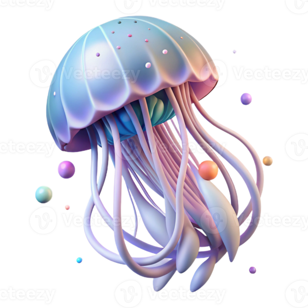 wonderful vintage Jellyfish Translucent Body Isolated authentic png