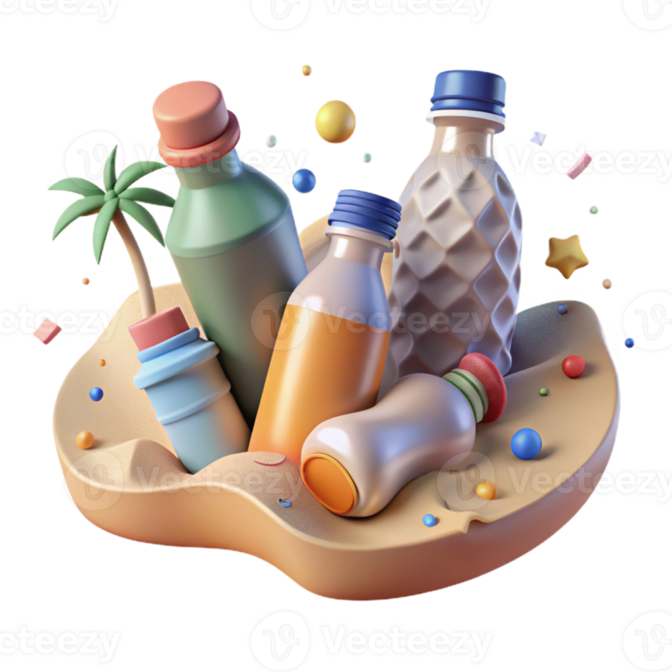 beautiful abstract Plastic Bottles Littering Beach Shore Cutout professional png
