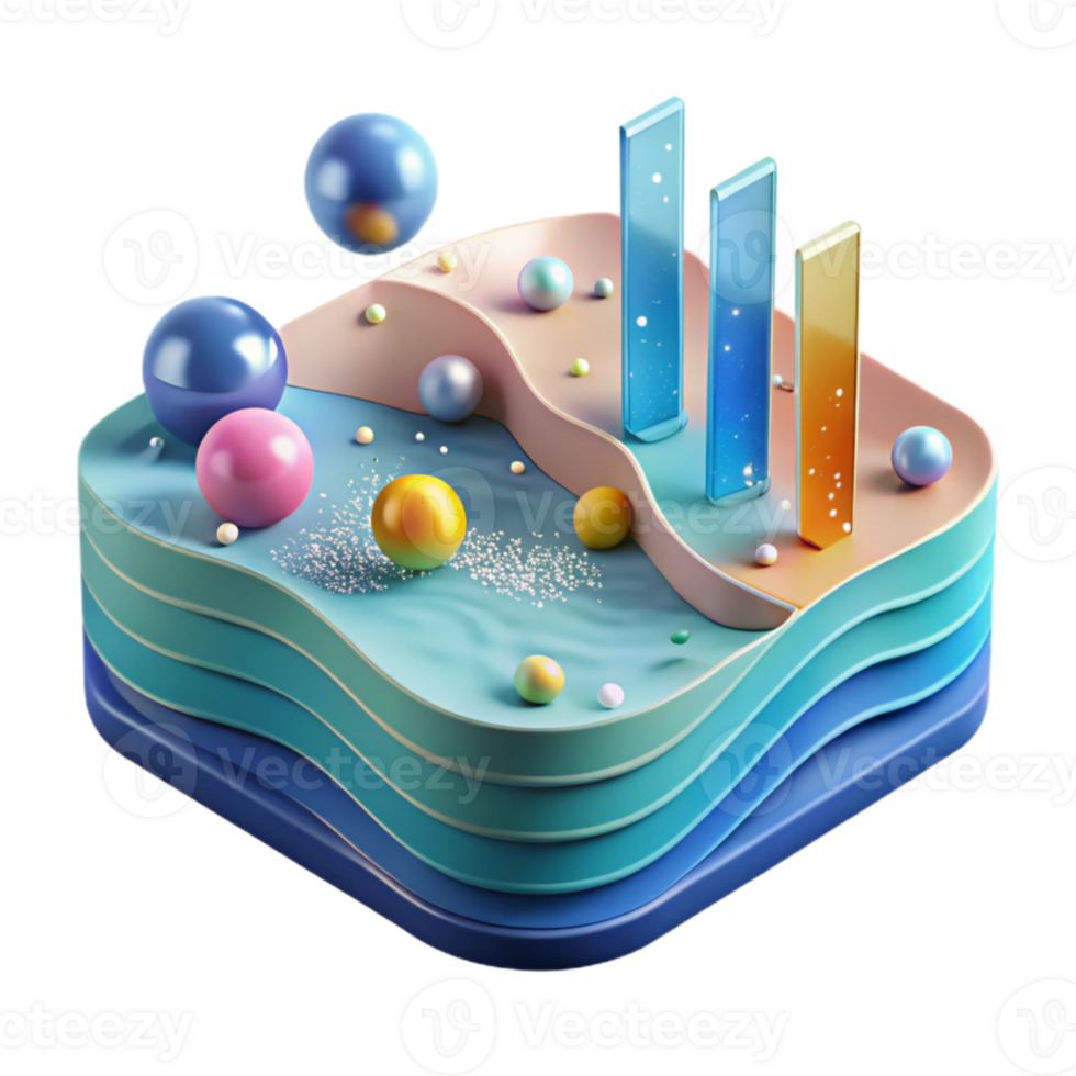 vibrant contemporary Graphical Representation of Ph Levels in Ocean Transparent Background high resolution png