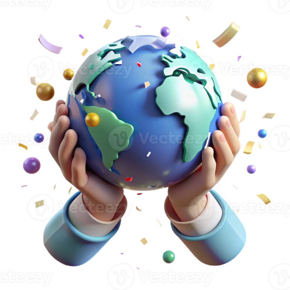 impressive minimalist Hands Holding Globe Brightly Lit Transparent Background original png