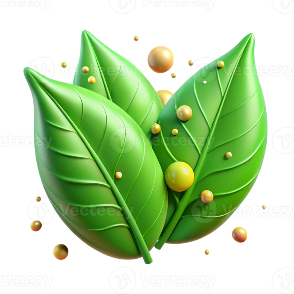dramatic abstract Green Leaves with Dewdrops Transparent png