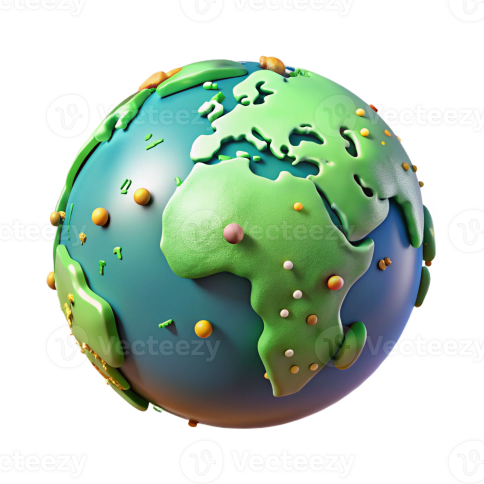 dramatic traditional Globe with Lush Green Continents Isolated original png