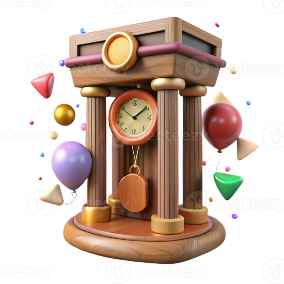 serene abstract Old Wooden Clock with Pendulum Isolated high resolution png