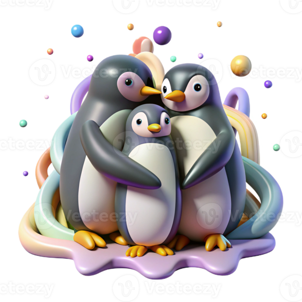 impressive rustic Penguins Huddling Together Isolated Element authentic png