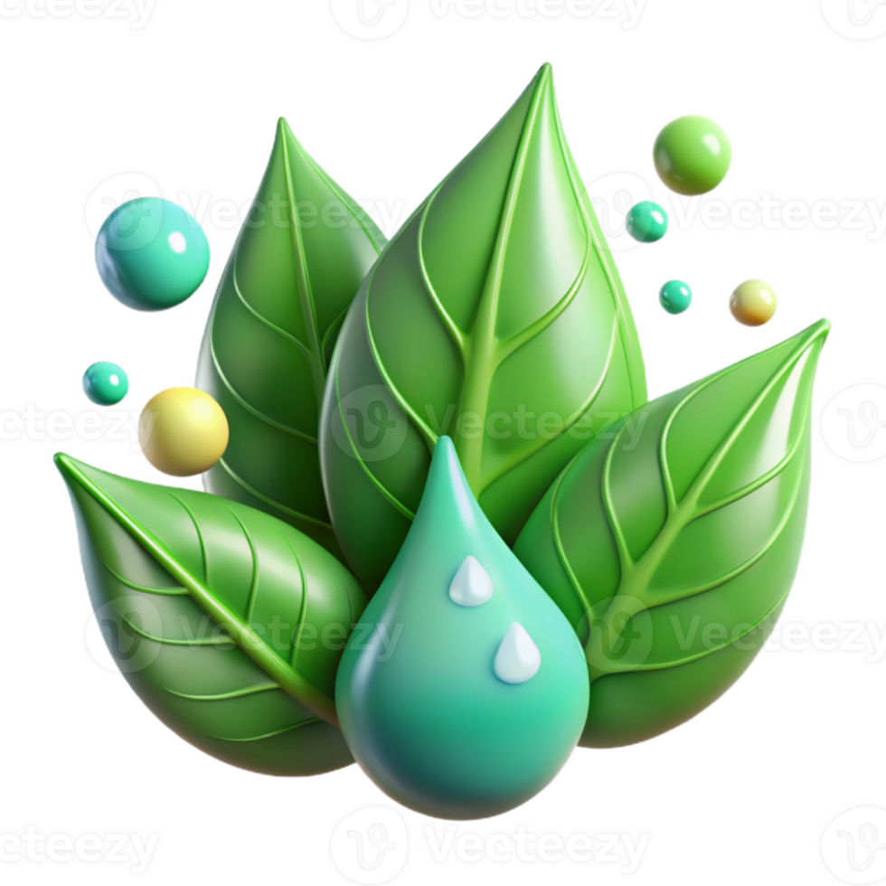 extraordinary rustic Green Leaves with Raindrops Cutout genuine png