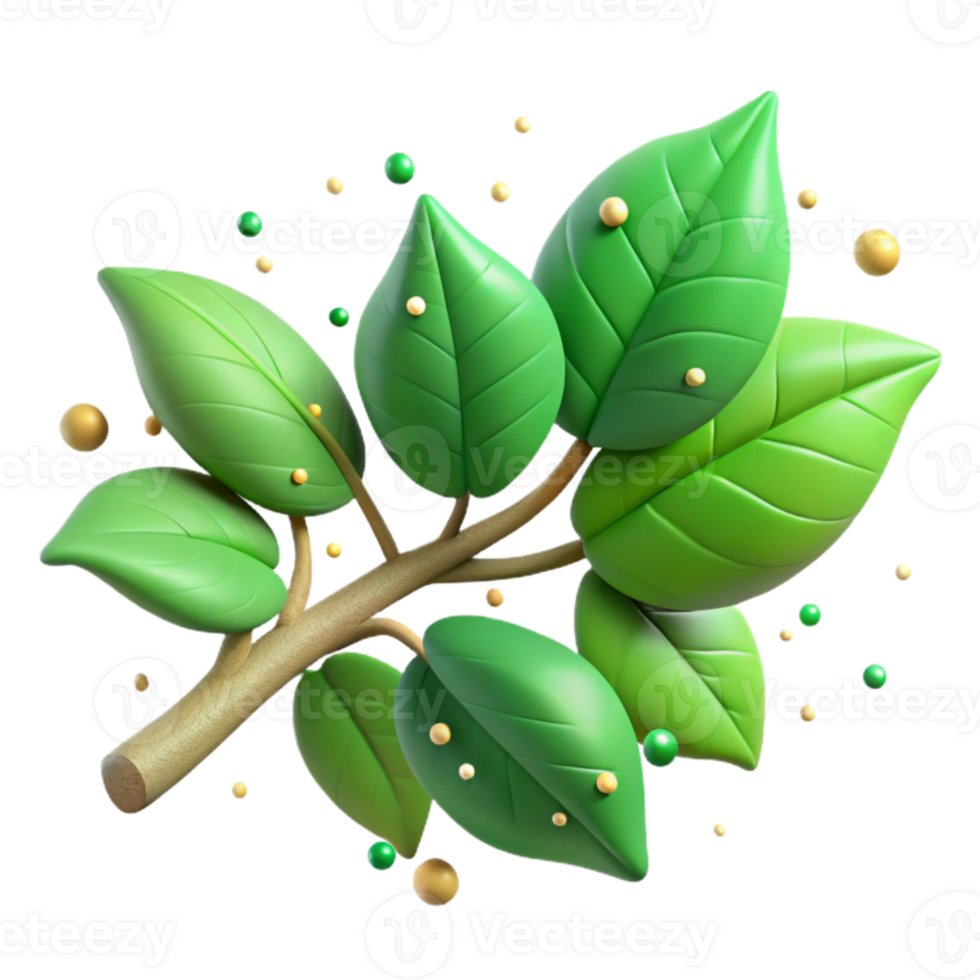 impressive artistic Green Leaves on Branch Isolated Element exclusive png