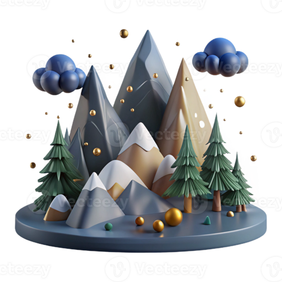 vibrant rustic Mountain Silhouette with Pine Trees Transparent Element detailed png