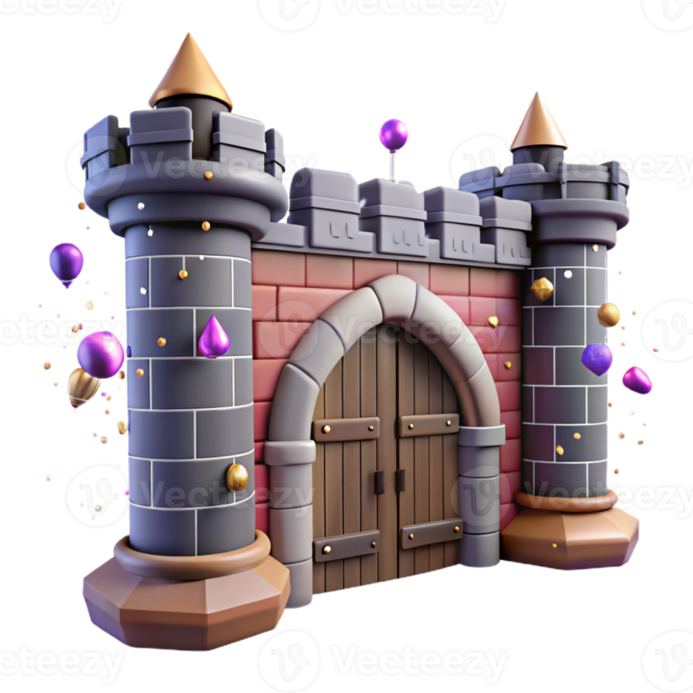 stunning minimalist Medieval Castle Gate with Drawbridge Cutout Isolated authentic png