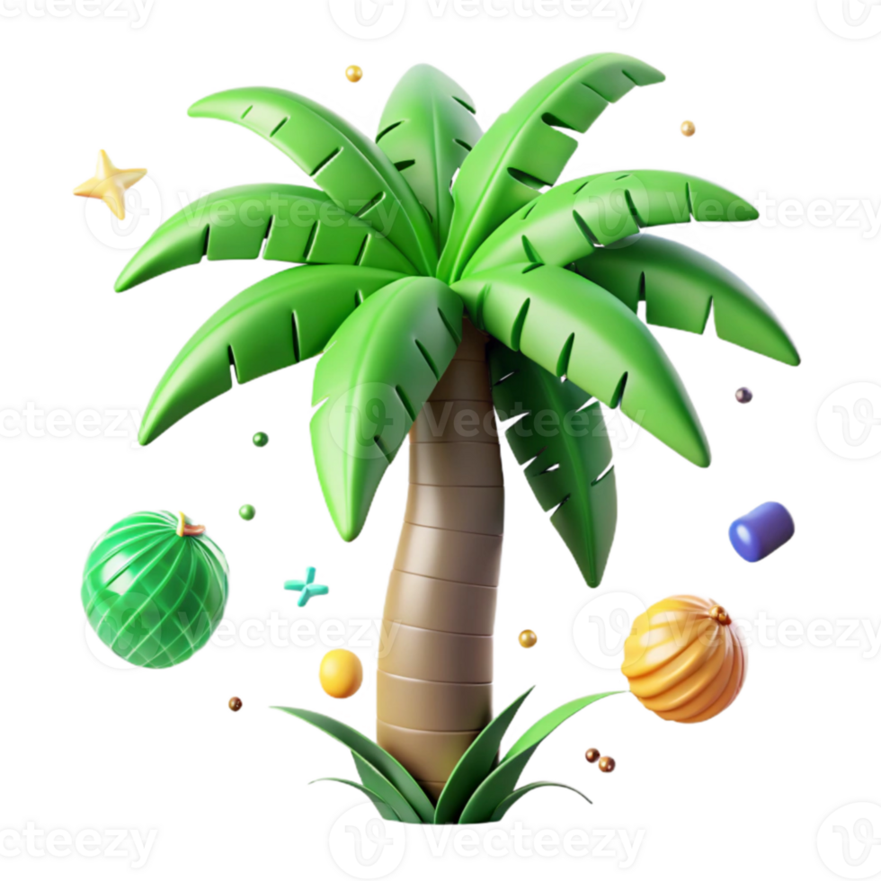 impressive modern Palm Tree Tropical Green Fronds Transparent Element authentic png