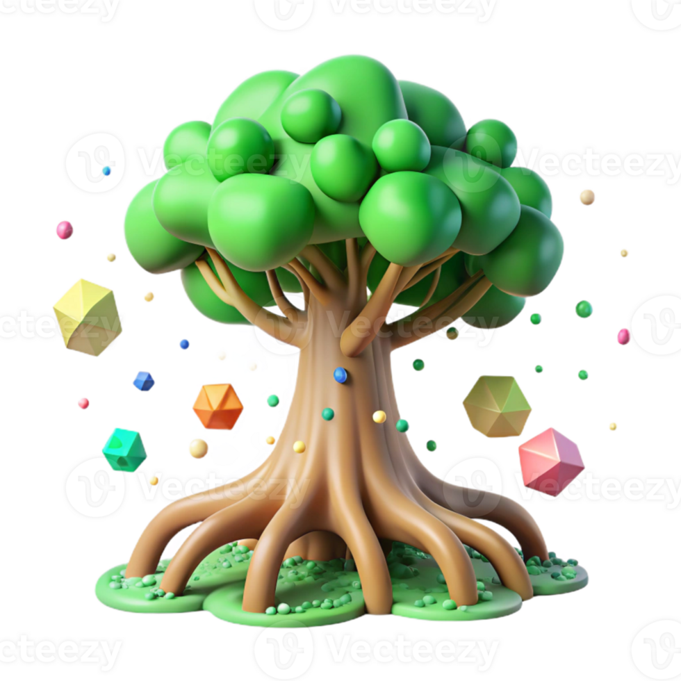 vibrant vintage Green Tree Roots Cutout Element premium png