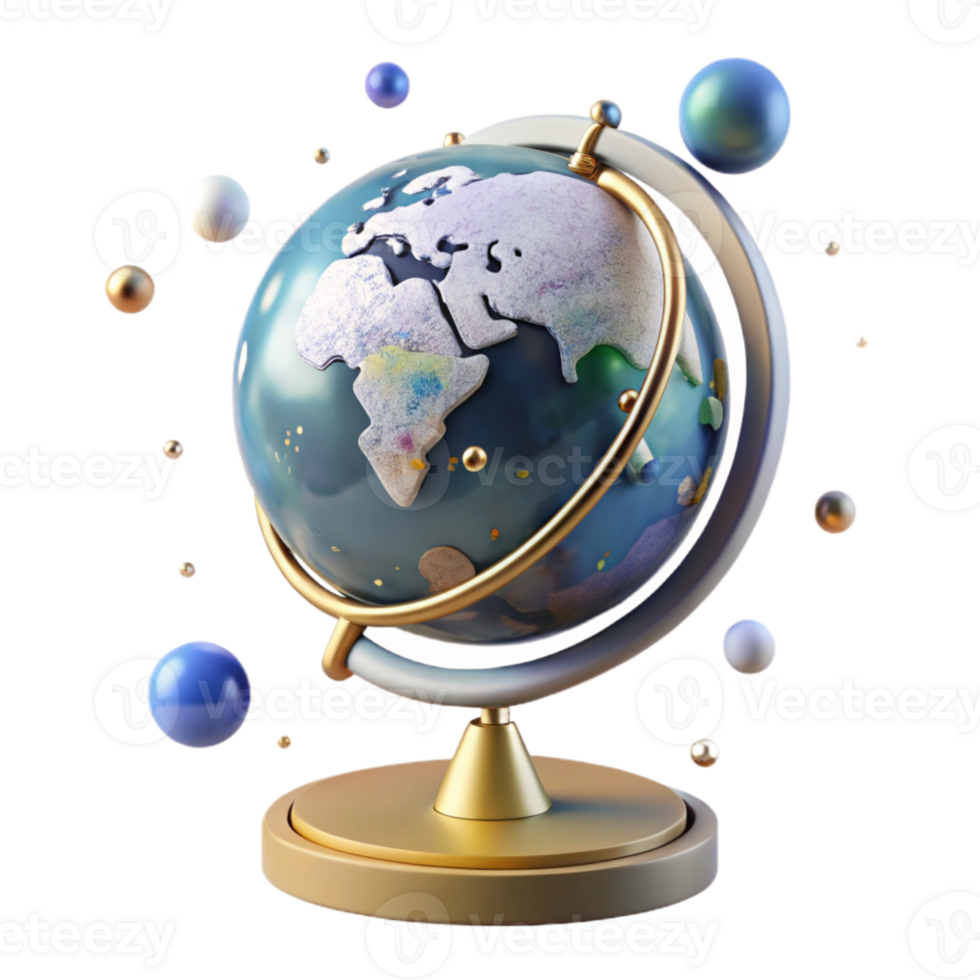vibrant modern Globe with Stand Front View Transparent high quality png