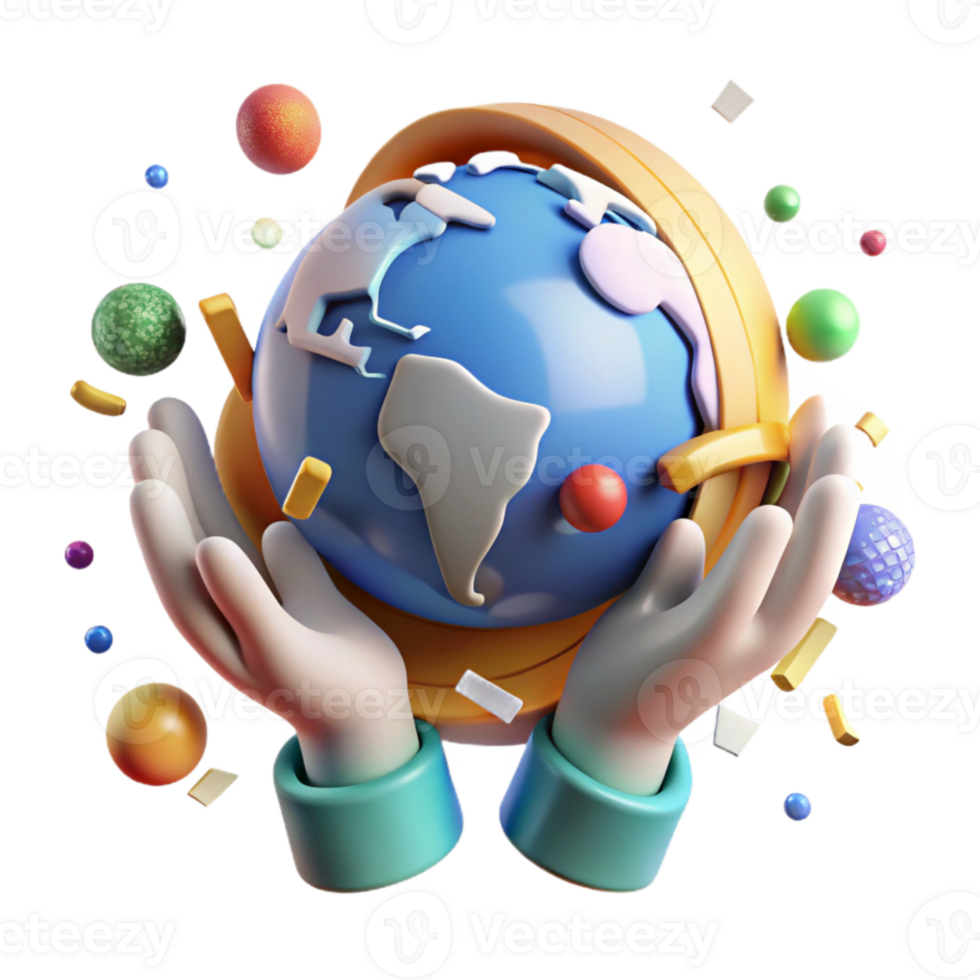 elegant modern Preservation Symbol Globe and Hands Transparent Background premium png