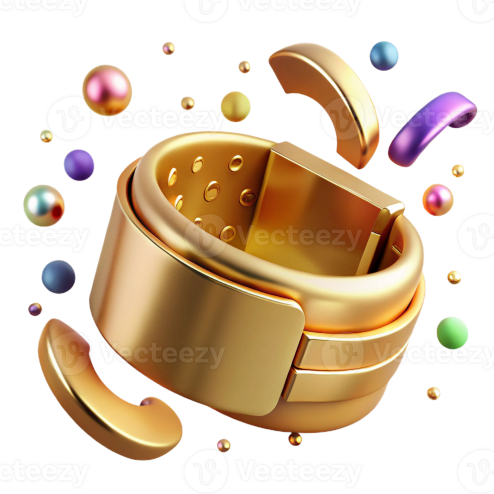 magnificent traditional Golden Cuff Bracelet Isolated with High Contrast Lighting high quality png