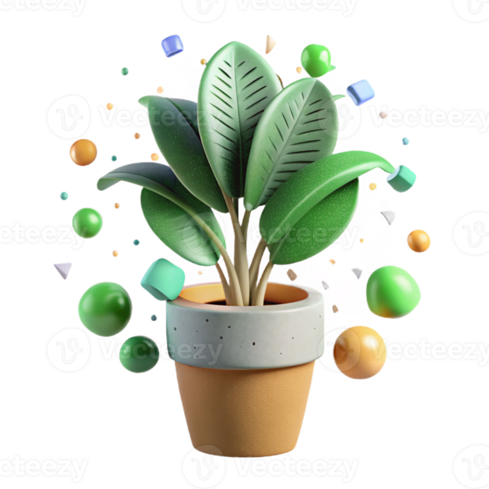 magnificent contemporary Potted Plant with Green Leaves Cutout Transparent Background png