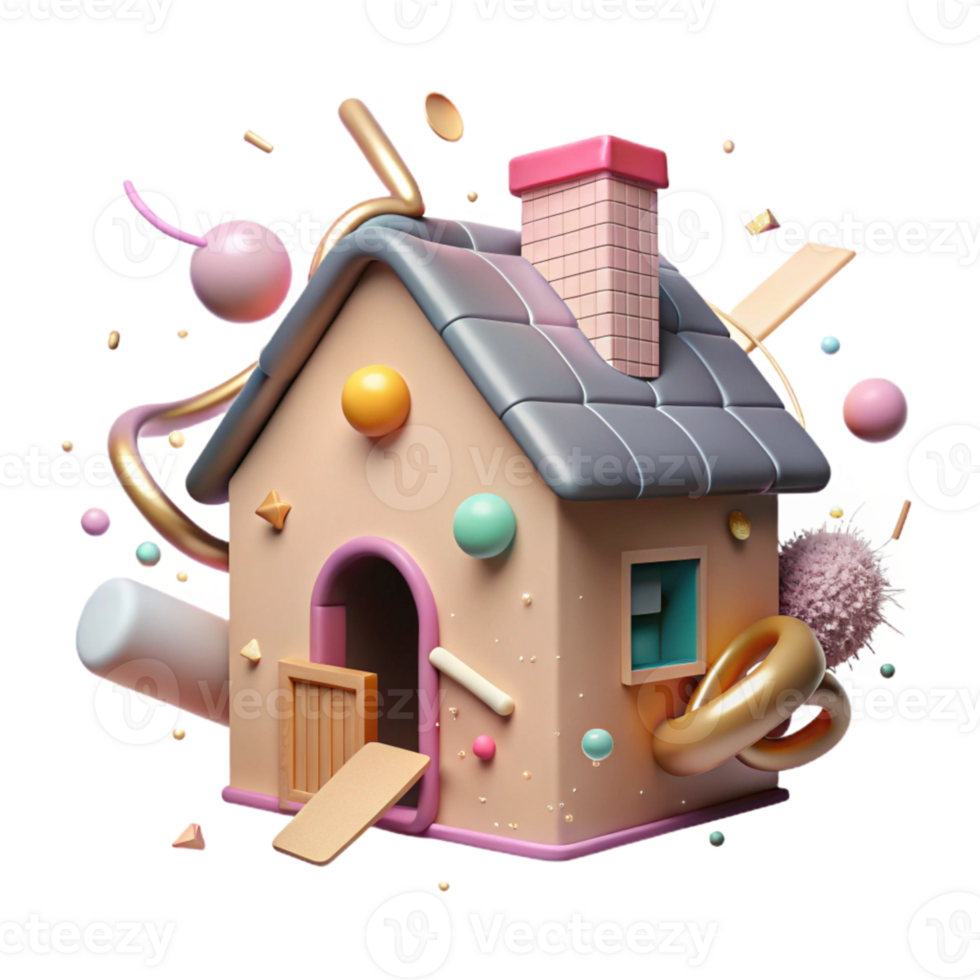 vibrant artistic House with Soundproofing Insulation Isolated png