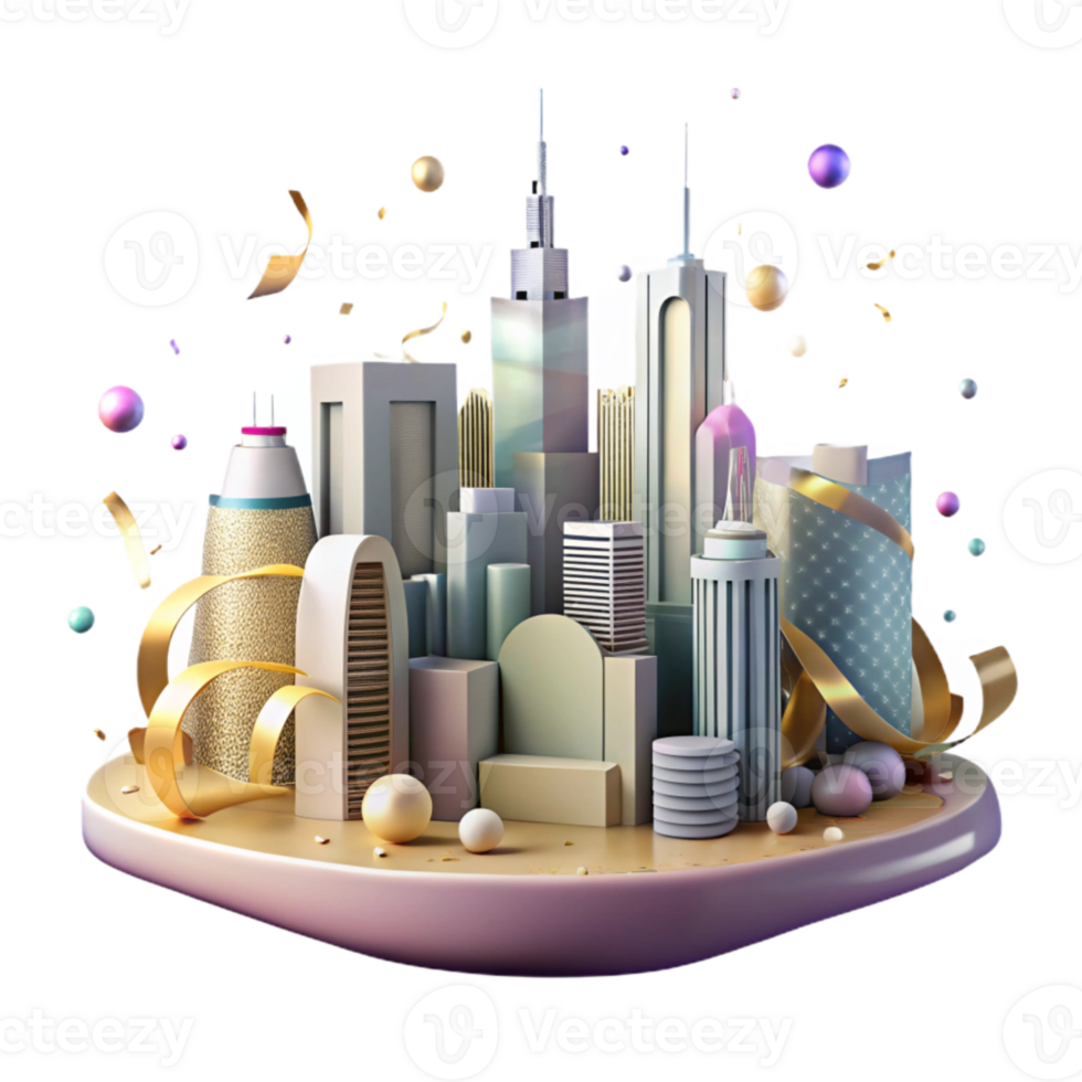 dramatic abstract Modern City Skyline Silhouette Transparent Background detailed png