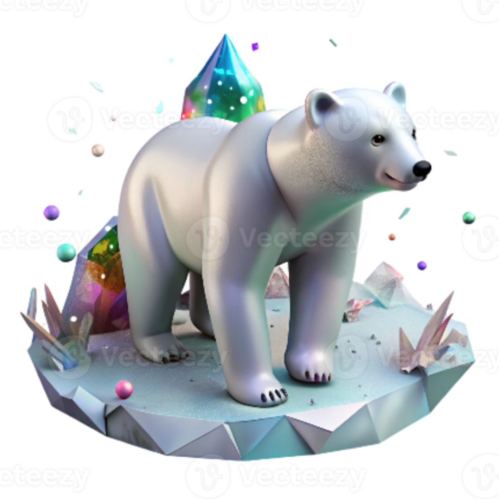 vibrant abstract Polar Bear Walking on Ice Isolated Image authentic png