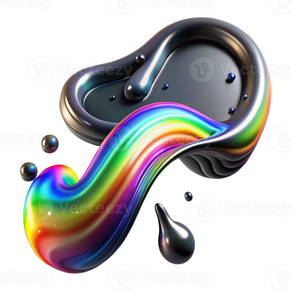 vibrant rustic Oil Slick Reflecting Rainbow Sheen Isolated Transparent Background Dark Colors authentic png