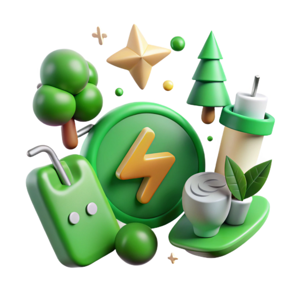 stunning abstract Green Energy Icons with White Background Cutout Graphics authentic png