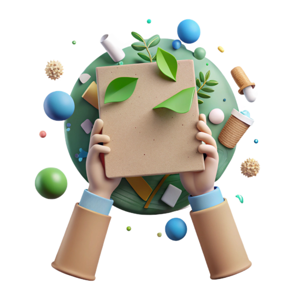 magnificent creative Hands Holding Sign Promoting Environmental Awareness Transparent Background high quality png