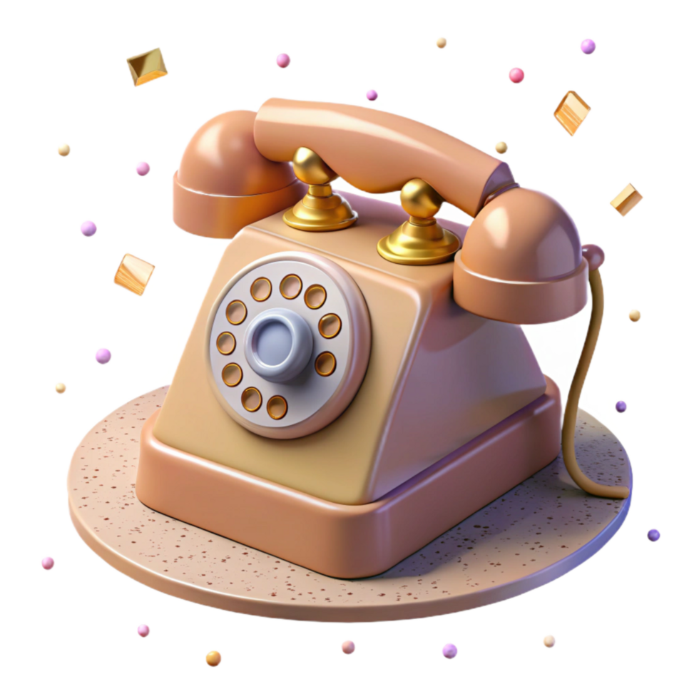 impressive classic Old Rotary Phone Side Angle Isolated on Transparent Background detailed png