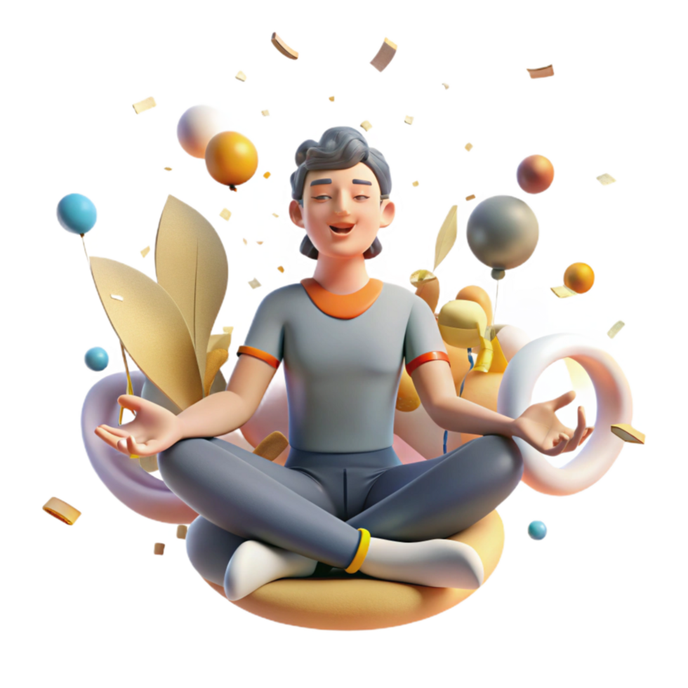 magnificent modern Person Meditating in Noisy Environment Isolated professional png