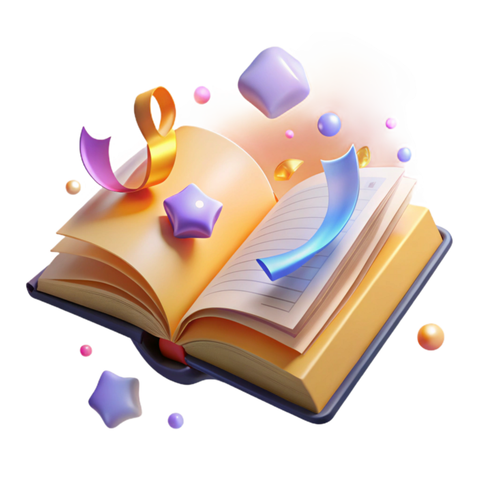 vibrant modern Open Book with Glowing Pages Isolated Element png